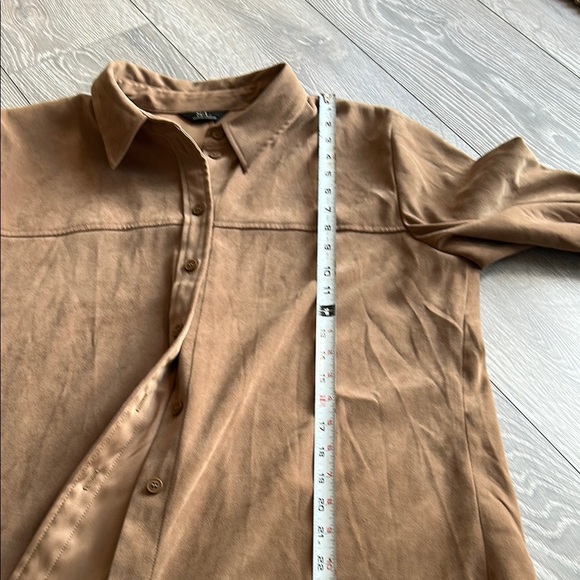 Suede Brown Button Up Shirt - Picture 6 of 8